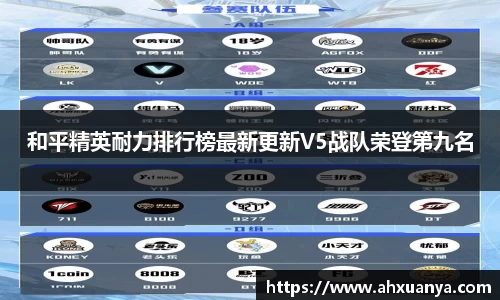 和平精英耐力排行榜最新更新V5战队荣登第九名